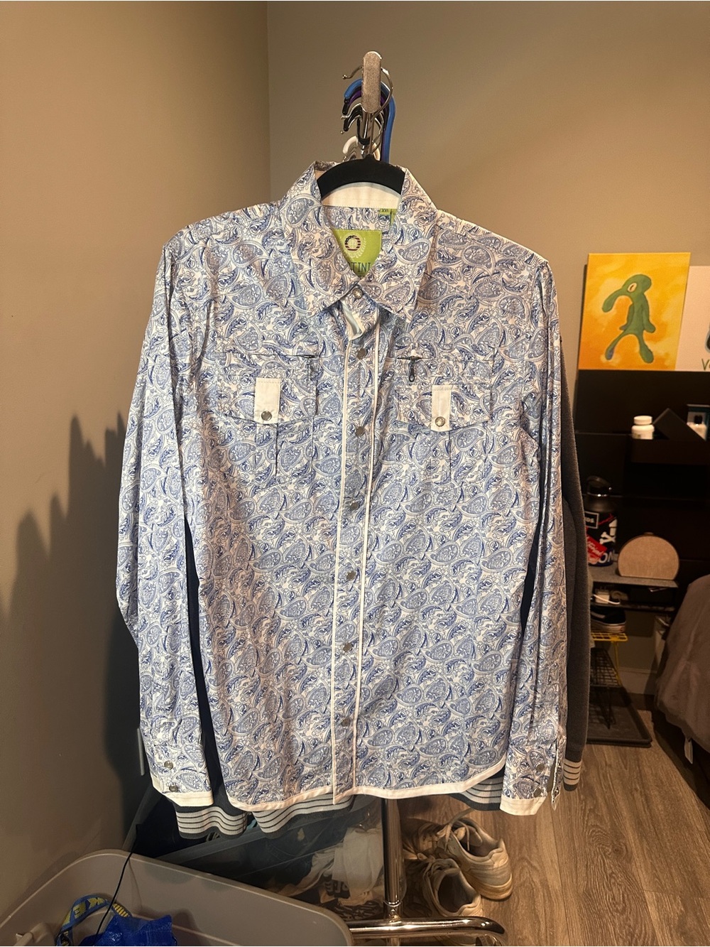 Platini Men’s Western Paisley Long Sleeve Button Down Size XXL Pre-Owned